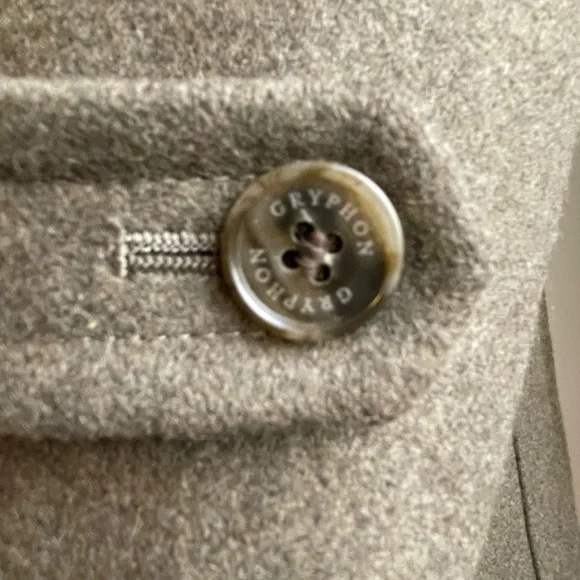 Gryphon New York Olive Shrunken Wool Pea Coat Double Breasted Size XS - Picture 11 of 12